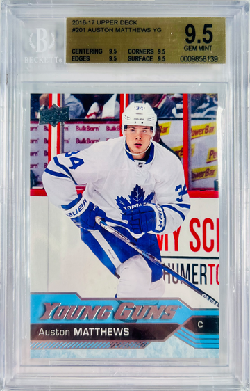 2016-17 Upper Deck Auston Matthews Young Guns Rookie Card RC BGS 9.5 True Gem
