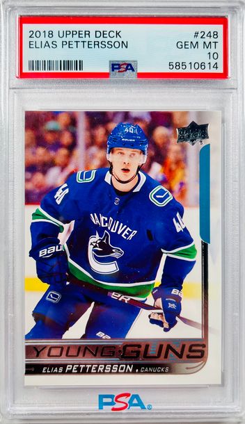 2018 Upper Deck Elias Pettersson Young Guns Rookie RC PSA 10 Gem Mint