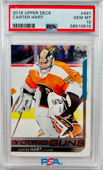 2018 Upper Deck Carter Hart Young Guns Rookie RC PSA 10 Gem Mint