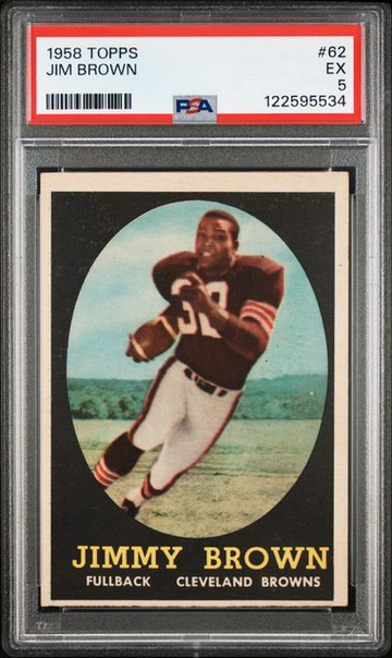 1958 Topps Football Jim Brown RC #62 — PSA 5 (EX) — Strong Eye Appeal