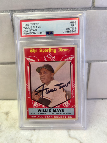 1959 Topps All Star Willie Mays PSA 1 Auto 9