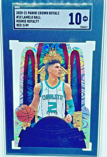 2020-21 Panini Crown Royale Lamelo Ball Rookie Royalty Red Jersey Number Gem Mint 10