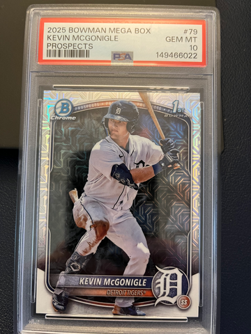 2025 Bowman Mega Box Kevin McGonigle Prospects Mojo - Tigers-  PSA 10 l