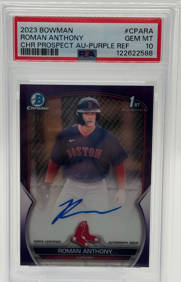 Roman Anthony 2023 Bowman Chrome Prospect Purple Refractor Auto /250