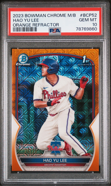 2023 Bowman Chrome Mega Box Hao Yu Lee Orange Refractor PSA 10 