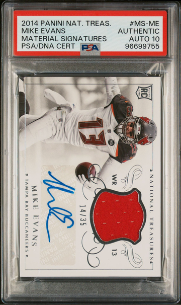 2014 Panini National Treasures Mike Evans Material Signatures RC 