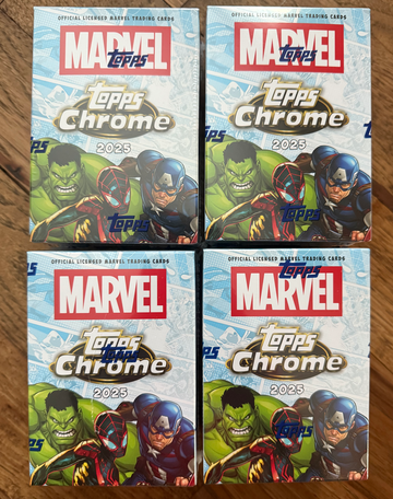 (4) 2025 Topps Chrome Marvel Value Blaster Box Lot Sealed In Hand Free Shipping