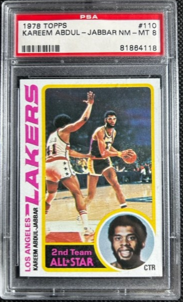 1978 Topps Basketball 110 Kareem Abdul Jabbar PSA 8 Centered High End