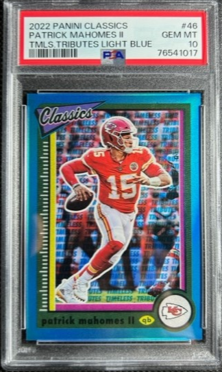 2021 Classics Timeless Tributes Light Blue /5 SSP #46 PATRICK MAHOMES II PSA 10