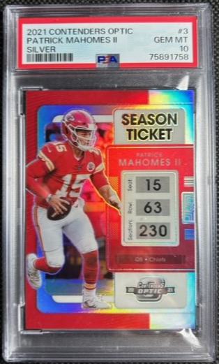 2021 Contenders Optic Patrick Mahomes Silver Prizm #3 PSA 10 GEM MINT POP 2