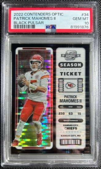 2022 Contenders Optic FOTL Black Pulsar /5 SSP Patrick Mahomes PSA 10 GEM MINT