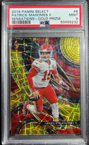 2019 Panini Select Sensations #6 Gold Prizm /10 SSP Patrick Mahomes PSA 9 Mint