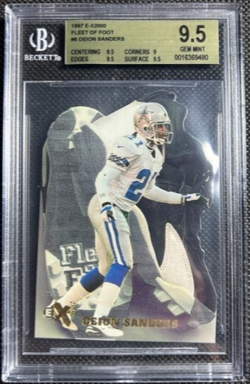 1997 SKYBOX E-X2000 FLEET OF FOOT #6 DEION SANDERS HOF BGS 9.5 GEM MINT COWBOYS