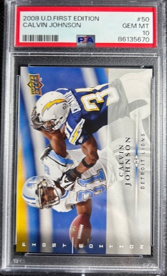 2008 Upper Deck First Edition #50 Calvin Johnson Detroit Lions PSA 10 Gem Mint