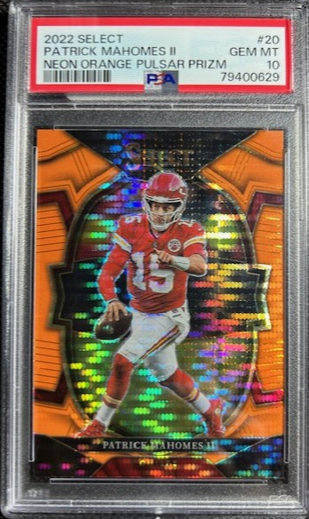 2022 Select FOTL Patrick Mahomes #20 Orange Pulsar /7 Chiefs SSP PSA 10 GEM MINT