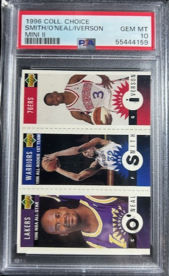 1996-97 Collectors Choice Mini II Allen Iverson Shaquille O'Neal PSA 10 Gem Mint