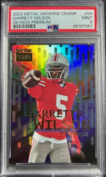 2022 Skybox Metal Universe Skybox Premium S9 Garrett Wilson RC Rookie PSA 9 MINT