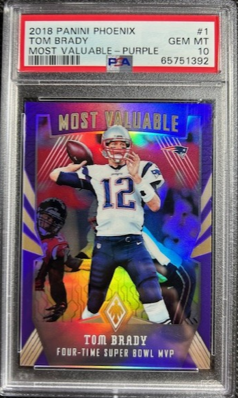  2018 Phoenix #1 Tom Brady Most Valuable Purple SSP /75 PSA 10 Gem Mint Patriots