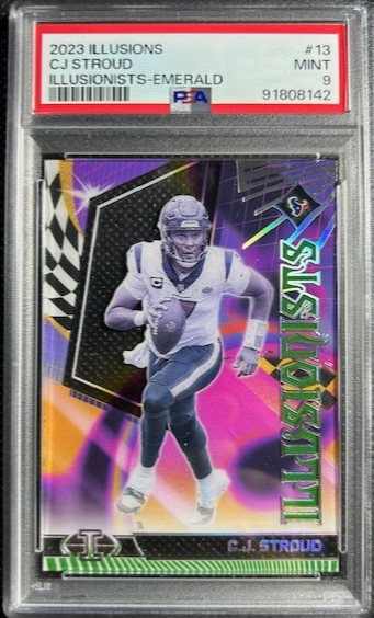 C.J. Stroud 2023 Illusions #13 Illusionists Emerald Green Acetate SP RC PSA 9 