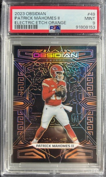 Patrick Mahomes 2023 Panini Obsidian Electric Etch Orange /49 PSA 9 MINT Chiefs