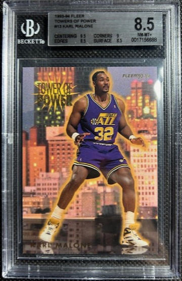 1993-94 Fleer Tower Of Power #13 Karl Malone BGS 8.5 NM-Mint+ Utah Jazz HOF