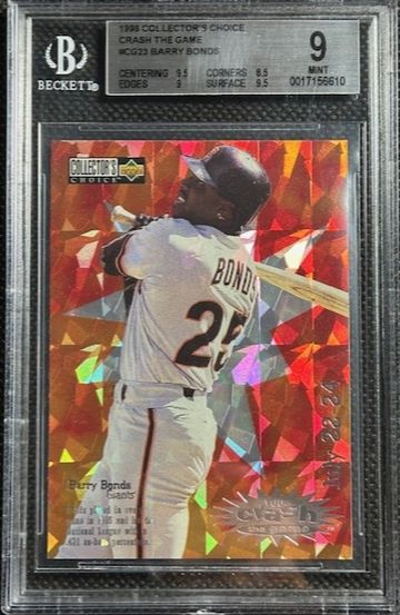 1996 COLLECTOR'S CHOICE CRASH THE GAME #CG23 BARRY BONDS BGS 9 MINT SF GIANTS