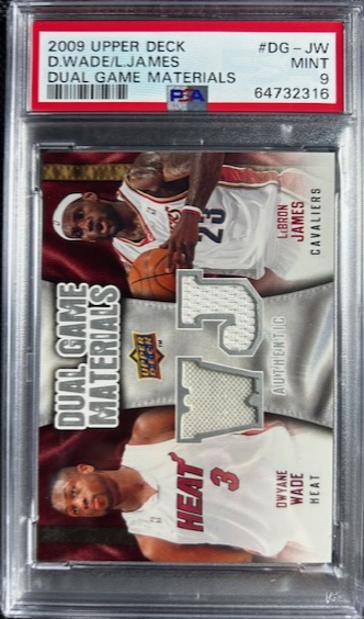 LeBron James Dwyane Wade 2009 Upper Deck Game Materials Dual PSA 9 MINT POP 18