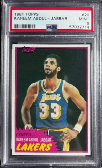 Graded 1981 Topps Kareem Abdul-Jabbar #20 Basketball Card PSA 9 Mint Lakers