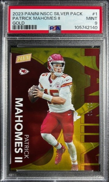 2023 Panini National Silver Pack Patrick Mahomes II Gold /10 Chiefs PSA 9 MINT