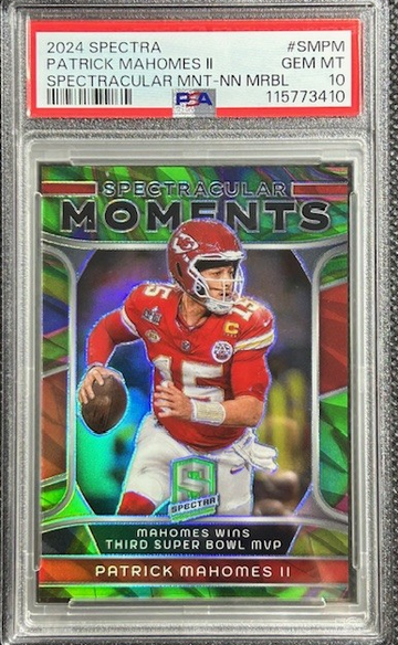 2024 Spectra Patrick Mahomes II Spectacular Moments Marble Neon SSP /4 PSA 10