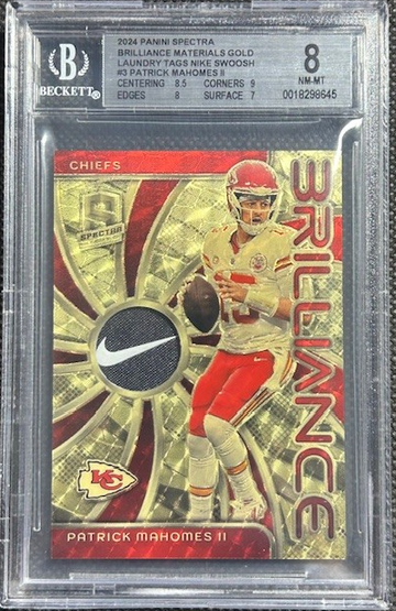 2024 Spectra Patrick MAHOMES Gold Vinyl 1/1 Nike Patch Brilliance BGS 8 Chiefs