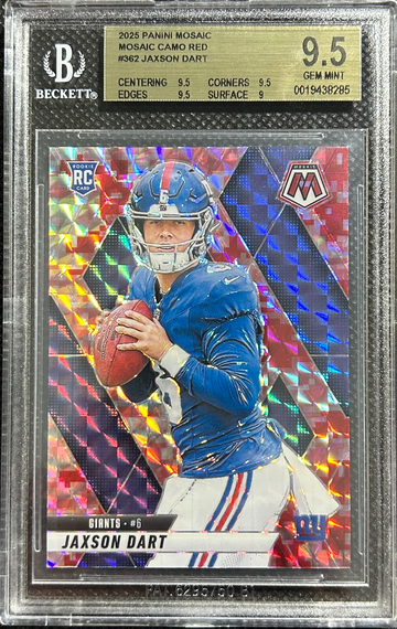 2025 Mosaic Red Camo #362 JAXSON DART RC Rookie BGS 9.5 GEM MINT New York Giants