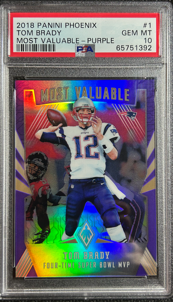 2018 Phoenix #1 Tom Brady Most Valuable Purple SSP /75 PSA 10 Gem Mint Patriots