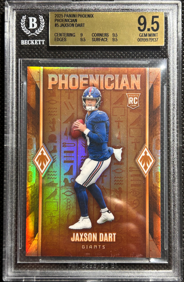 2025 Panini Phoenix Phoenician Jaxson Dart RC ROOKIE #5 BGS 9.5 GEM MINT Giants