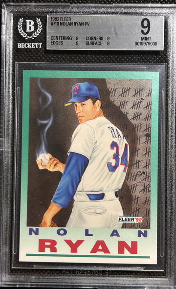 1992 Fleer #710 Nolan Ryan PV Pro Visions BGS 9 Quad MINT Texas Rangers HOF