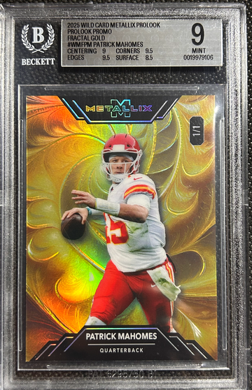 2025 Wild Card Metallix Patrick Mahomes Gold 1/1 BGS 9 MINT Kansas City Chiefs
