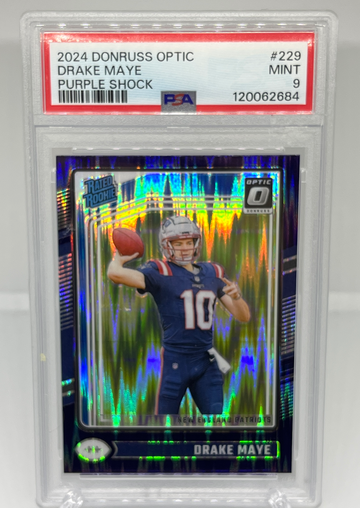 2024 Donruss Optic Drake Maye Purple Shock PSA 9 