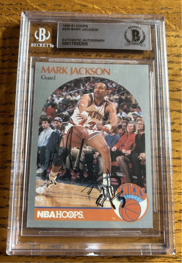 1990-91 NBA Hoops #205 Mark Jackson (Menendez) On Card Auto / Signed - BGS Authentic