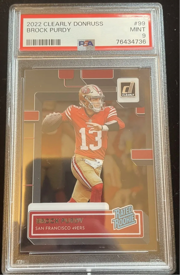 2022 Clearly Donruss Brock Purdy RC Rated Rookie PSA 9