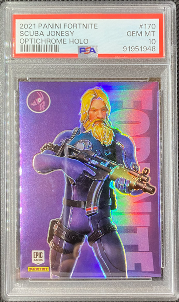 2021 Panini Fortnite Series 3 - #170 Scuba Jonesy Epic Optichrome Holo PSA 10