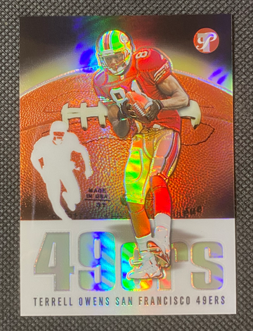 2003 Topps Pristine - #23 Terrell Owens "TO" Pristine Refractor /99 - SF 49ers