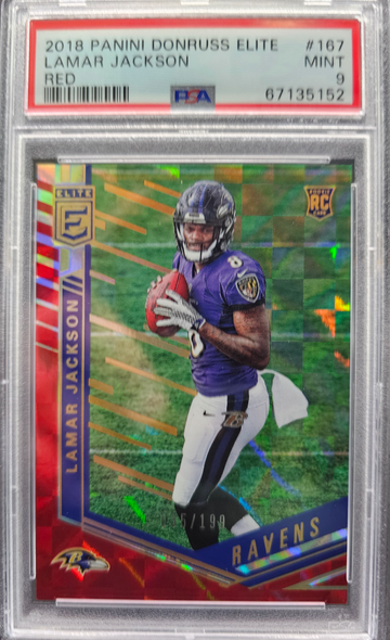 2018 Elite Lamar Jackson #167 ROOKIE PSA 9 RED /199