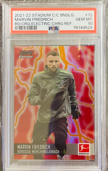 2021 Stadium Club Bundesliga #12 Marvin Friedrich /4 Red Orange Electric PSA 10