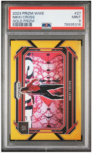 2023 Panini Prizm RAW WWE Wrestling #27 Nikki Cross /10 Gold Prizm Card PSA 9