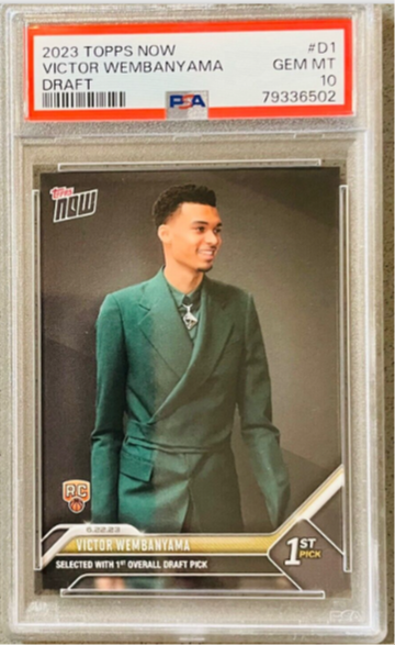 2023 Topps Now Basketball #D1 Victor Wembanyama RC Rookie 1st Draft Pick PSA 10