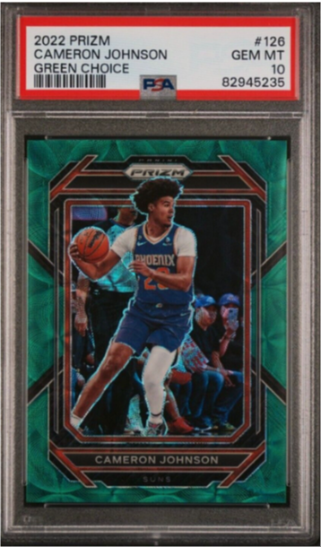 2022-23 Panini Prizm Basketball NBA #126 Cameron Johnson /8 Choice Green PSA 10