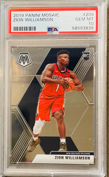 2019-20 Panini Mosaic Basketball 209 Zion Williamson Red Jersey Variation PSA 10