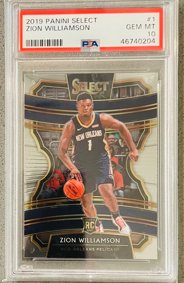2019-20 Panini Select Basketball 1 Zion Williamson Rookie Concourse Level PSA 10