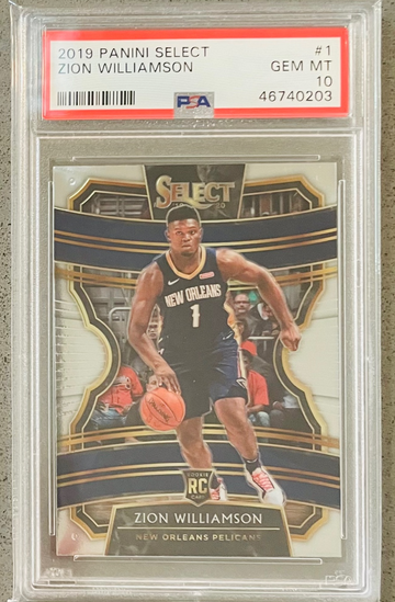 2019-20 Panini Select Basketball 1 Zion Williamson Rookie Concourse Level PSA 10