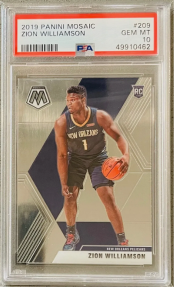 2019-20 Panini Mosaic Basketball NBA #209 Zion Williamson Base Rookie RC PSA 10